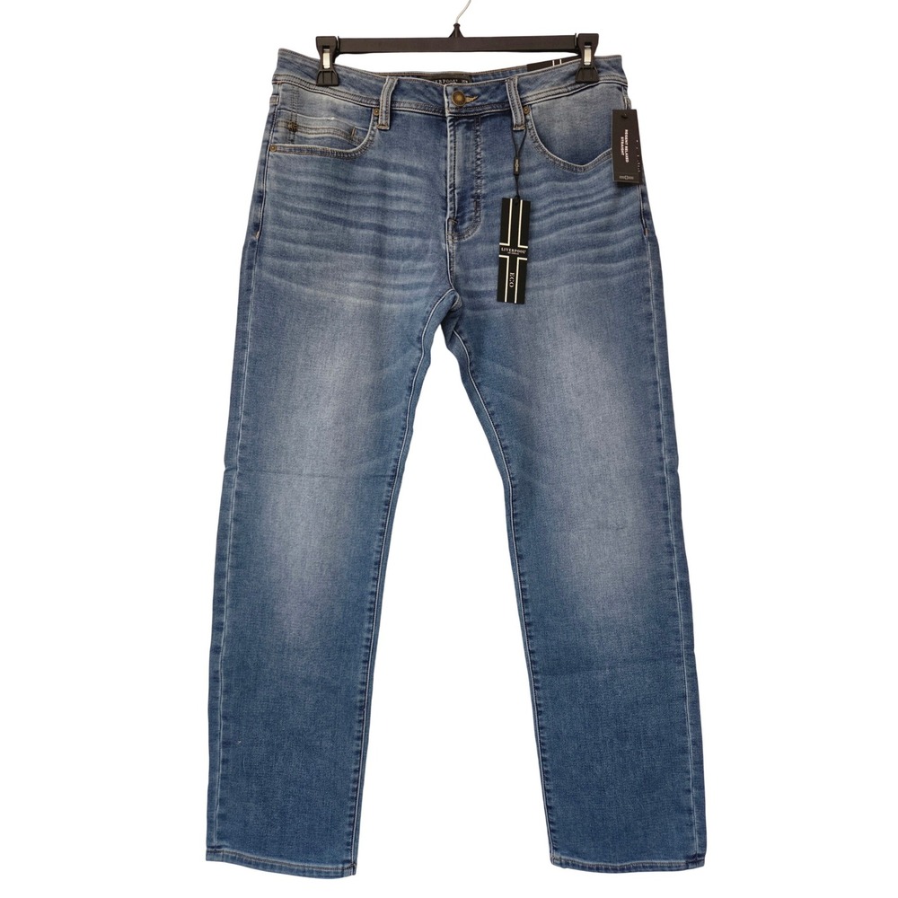 Men's Blue Washed Jeans - Classic Straight Fit